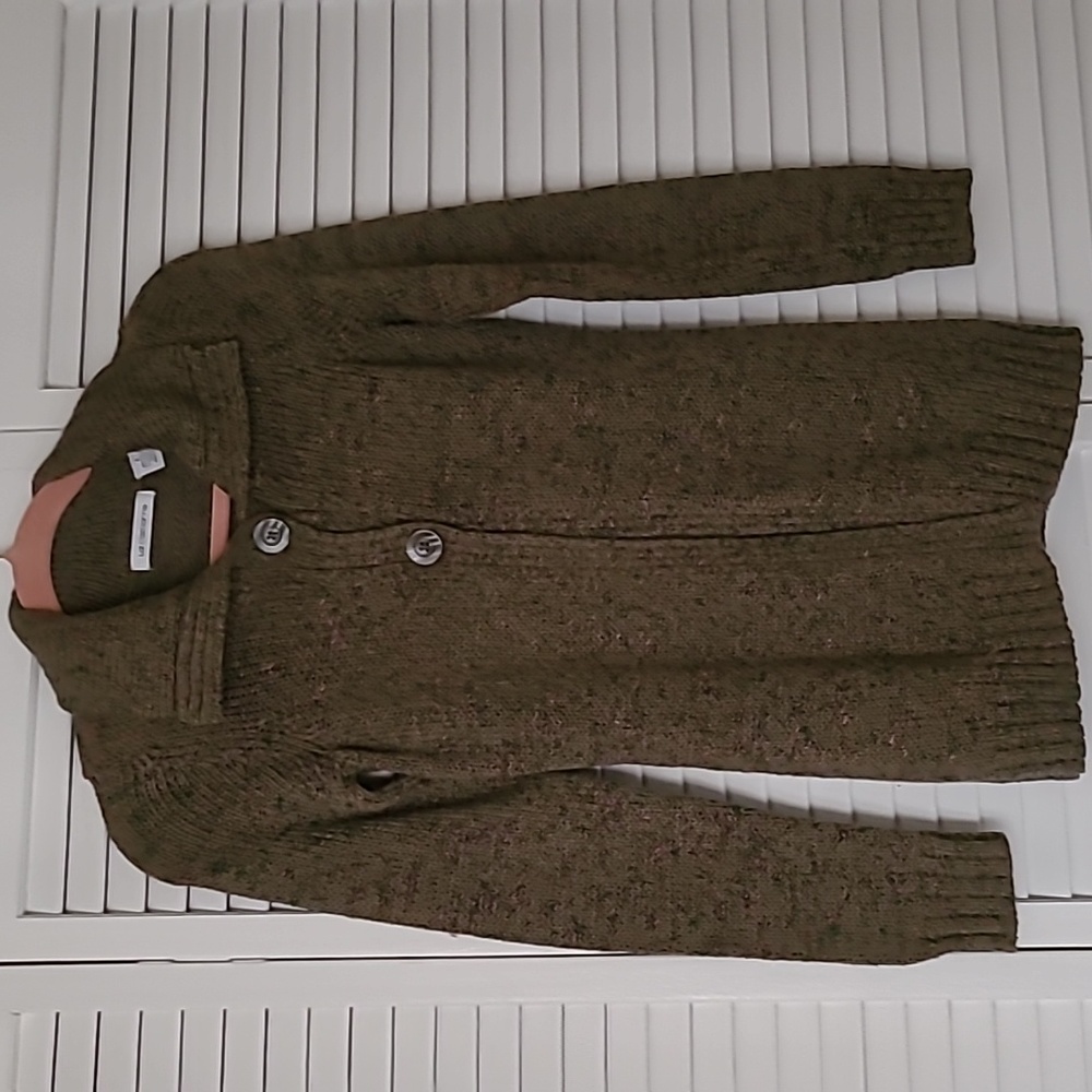 Liz Claiborne Olive Green Speckled Cardigan Tunic - Picture 5 of 16